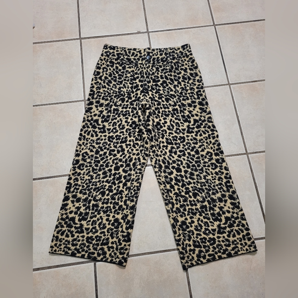 Maeve Black and Tan Animal Print Pants